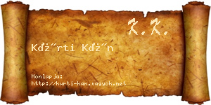 Kürti Kán névjegykártya